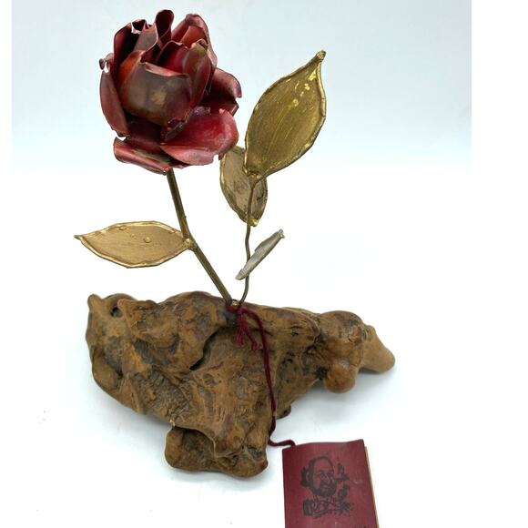 Vintage Metal Man Brutalist Flower and Driftwood Original‎ tag 70s Al Speert - Picture 3 of 8